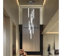 Lustre à LED haut plafond moderne avec télécommande 9 lumières Long Foyer Lustres pour hauts plafonds Luminaire suspendu à intensité variable pour entrée Escalier Foyer Couloir Salon Lampe suspendue(B