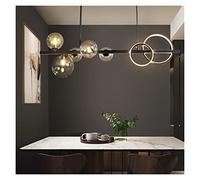 Lustre À Led, Suspension À Bulles de Verre, Noir/Doré,Rt Long, Éclairage de Bar, Lampes G9 Compatibles Avec Salle À Manger, Cuisine, Restaurant, Led C/Lumière Chaude Noire