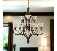 Lustre À Pendule Ø95cm Design Campagnard Lampe 9 Bras Salle À Manger ANABELL 1