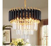 Lustre À Suspension En Cristal Noir Et Or-Petit Lustre Moderne En Cristal Idéal Pour Les Entrées Les Couloirs Les Balcons Le[BI65]