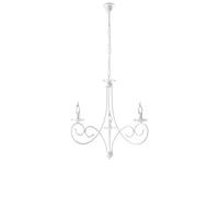 Lustre à suspension en fer blanc shabby trois lumières 50x h60 cm