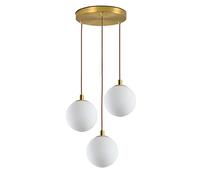 Lustre à Suspension en Forme de Boule de Verre Blanc, Lampe à Suspension à 3 Voies avec Supports en Laiton, plafonnier pour Salon, Cuisine, Chambre à Coucher (Taille : Grupo de 3 Luces)