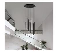 Lustre à tube long rotatif, suspension LED moderne, grande lampe suspendue réglable, luminaire de plafond pour la maison, le salon, la salle à manger, l'escalier, l'entré(12 Lights Black-White Light)