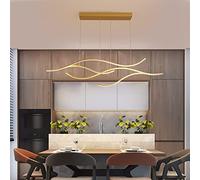 Lustre à vagues minimaliste, luminaire suspendu à LED pour îlot de cuisine, salon, luminaire suspendu à LED moderne à intensité variable pour salle à manger - 2 lumières dorées 120x28cm (47x11