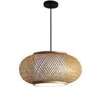 Lustre, Abat-Jour Fait Main, Lustre Creux monocouche rétro - Suspension en Bambou tissé à la Main, Suspension de Plafond à économie d'énergie pour la Maison, Compatible avec l'îlot de Cuisine, la sal