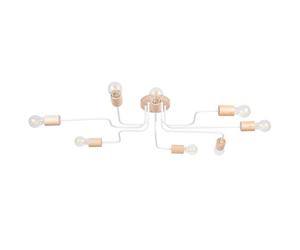 Lustre Acier Blanc/Bois Naturel E27 8 Timbo