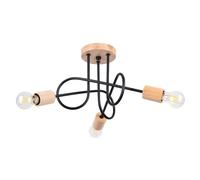Lustre Acier Noir/Bois Naturel E27 3 Ember
