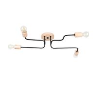 Lustre Acier Noir/Bois Naturel E27 4 Timbo