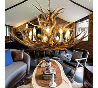 Antler Lustre 8 Lumières Double Couche, Résine Deer Antler Lustre Éclairage Vintage Antler Luminaires, Ferme Grand Lustre en Corne De Cerf pour Salle À Manger Cuisine Salon Magasin