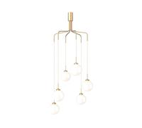 Lustre Apiales Cluster 6 en Laiton Brossé et Opale