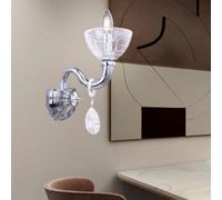 Applique Murale Lampe Lustre Cristal Luminaire de Salon 2 à Flammes Chrome Fumée