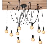 Lustre araignée, plafonnier vintage industriel moderne, suspension à plusieurs têtes, pour cuisine chambre hôtel salle à manger salon sans source de lumière (10 têtes)