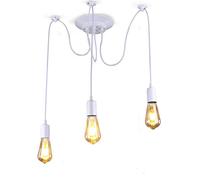 Lustre Araignée Rétro et Suspensions de Plafond，Industriel Abat-jour DIY Ajustable Longueur ，Système de lampe pour la maison et le commerce (Bras blanc, 3)