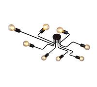 Lustre araignée vintage industriel lampe de plafond moderne lumière de suspension noir métal éclairage 8 ampoule E27 Creative pour salle à manger salon cuisine (noir - 8 bras)