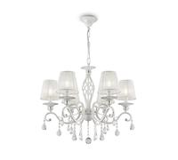 Lustre avec Parapluie B : 63 CM en Shabby Blanc or Métal Tissu E14 Suspendue