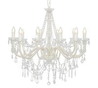 Vidaxl Lustre Avec Perles Blanc 12 Ampoules E14 Blanc