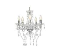 Vidaxl Lustre Avec Perles De Cristal Argenté Rond 5 X E14 Argenté