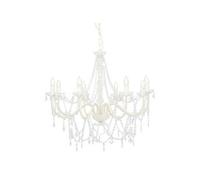 vidaXL Lustre 281604 avec perles – Blanc, 8 ampoules E14 pour salon/chambre