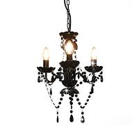 vidaXL Lustre 281597 Rond avec perles 3 x E14 Noir pour intérieur