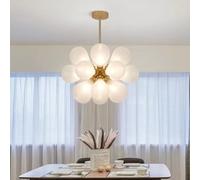 Lustre Ballon en Verre Blanc, plafonnier Semi-encastré, luminaire Boule à Bulles, Style Milieu du siècle, Suspension dorée Moderne