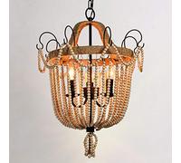 Lustre Bohème À 3 Lumières En Bois Et Perles, Style Ferme, Suspension Avec Cordes En Chanvre Pour Salle À Manger, Salon, Chambres, Îlot de Cuisine Et Hall D'Entrée