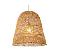 Lustre bohème en bambou tressé, abat-jour en rotin et bambou frais, lanterne beige de 40 cm, idéal pour un restaurant, un café, un salon de thé, un bar, une salle à manger ou un club.