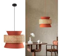 Lustre Bohème En Rotin, Suspension Tressée À La Main De 60 Cm (23,6 Po) Idéale Pour Îlot De Cuisine, Grande Suspension De Style Campagnard Pour Cuisine, Salle À Manger, Couloir Ou Hall D'entrée.