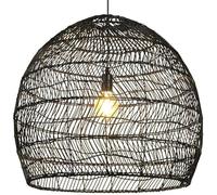 Lustre bohème Unique en rotin Noir, Style Rustique, idéal pour Un Bar ou Un Petit-déjeuner, idéal pour Une Cuisine ou Une Salle à Manger, 50 cm