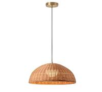 Lustre Boho en rotin de 45 cm, Suspension en Bambou et Osier, Abat-Jour en Forme de dôme, Base E26/27, idéal pour Une Cuisine, Une Salle à Manger ou Un Salon.