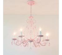 Lustre Bougie Rose pour Filles, Style campagnard français, luminaire Suspendu en Cristal pour Hall d'entrée, escalier, Grande Lampe Suspendue pour Chambre d'enfant, Salle à Manger, îlot de cuisin