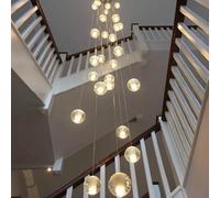 Lustre Boule à Bulles de Cristal 36 lumières, Lustre d'escalier Moderne en Forme de Globe en Verre, Long luminaire de Plafond, lustres de Hall contemporains (Noir, 26 lumières)