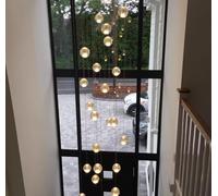 Lustre Boule à Bulles de Cristal 36 lumières, Lustre d'escalier Moderne en Forme de Globe en Verre, Long luminaire de Plafond, lustres de Hall contemporains (Argent, 36 lumières)