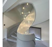 Lustre Boule à Bulles de Cristal 36 lumières, Lustre d'escalier Moderne en Forme de Globe en Verre, Long luminaire de Plafond, lustres de Hall contemporains (Noir, 36 lumières)