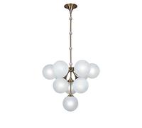 Lustre Boule en Verre soufflé à la Main, Finition Bronze brossé, Suspension Nordique, Lustre du Milieu du siècle, Lampe Suspendue, plafonnier d'intérieur Moderne, Bronze, 10 lumières, Vision