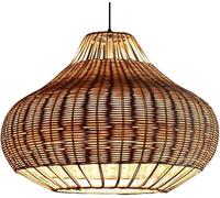 Lustre cage en rotin à 1 lumière, abat-jour de forme creuse, style rustique, panier en bambou tissé, lampes suspendues en osier, luminaires de plafond rétro côtiers,Lumière de chandelier