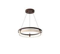 Lustre Circulaire Suspendu Avec Anneau de Pierre, Plafonnier Réglable Avec Led, Structure En Pierre Naturelle Et Bois, Lustre Rond Moderne Pour Salon, Cuisine, Entrée (Petit Modèle)/Moyen