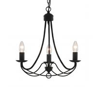 Lustre Classique Noir Métal B:46 Cm E14 3-Flamme Suspension Table À Manger