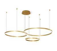 Lustre Contemporain à 3 Anneaux avec télécommande, plafonnier Minimaliste doré à Hauteur réglable, idéal pour Les Grands espaces, Hall d'entrée, entrée, Salle à Manger.