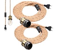 Lustre Corde De Chanvre Câble,2 Pièces 4.5m E27 DIY Suspension Luminaire,Suspension Lumière Pendante,DIY Lampe Suspendue Industrielle Pour Industrie,Bar,Balcon,Ferme,Loft