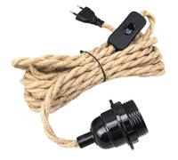 Lustre Corde de Chanvre Câble 4.5m, Douille E27 Interrupteur avec Fil Cable Ampoule, DIY Suspension Luminaire Lampe Créative Lumière Pendante Industrielle, pour Maison, Chambre, Bar