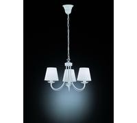 TRIO, Lustre, Cortez 3xE14, max.28,0 W Tissu, blanc mat, Corps: metal, blanc mat Ø:47,0cm, H:150,0cm IP20