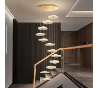 Lustre créatif en Acrylique avec télécommande, Hauteur réglable jusqu'à 400 cm, Grand Lustre en Spirale en Forme de Feuille de Lotus de 19 cm, plafonnier à intensité Variable pour Villa et h