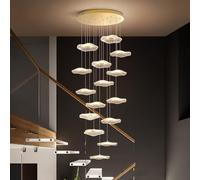 Lustre créatif en Acrylique avec télécommande, Hauteur réglable jusqu'à 400 cm, Grand Lustre en Spirale en Forme de Feuille de Lotus de 19 cm, plafonnier à intensité Variable pour Villa et h