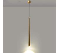 Lustre créatif et original, petite suspension, luminaires suspendus de style nordique moderne pour bar, plafonnier LED suspendu cylindrique doré, lampe suspendue à tube long, spot encastré pour îlot d