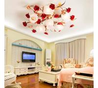 Lustre Créatif Romantique à Décor Rose en 3/6 Bras Euro Style Floral Encastré Plafonnier Luminaire pour Chambre à Coucher Cuisine Salle à Manger Plafonnier, 6 heaad