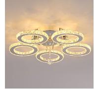 Lustre Cristal 5 Cercles - Design Moderne, Dimmable LED, Montage Facile - Garantie 2 Ans