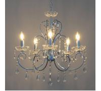 KOSILUM - Lustre cristal argent - Pavia - Lumière Blanc Chaud Eclairage Salon Chambre Cuisine Couloir - 5 x 40W - - E14 - IP20