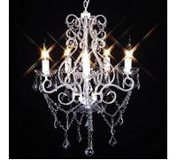 Lustre cristal classique plafonnier 5 feux 2800 pampilles lampe luminaire