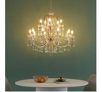 Lustre cristal or rose baroque 15 bras - Pavia
