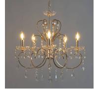 KOSILUM - Lustre cristal or rose - Pavia - Lumière Blanc Chaud Eclairage Salon Chambre Cuisine Couloir - 5 x 40W - - E14 - IP20